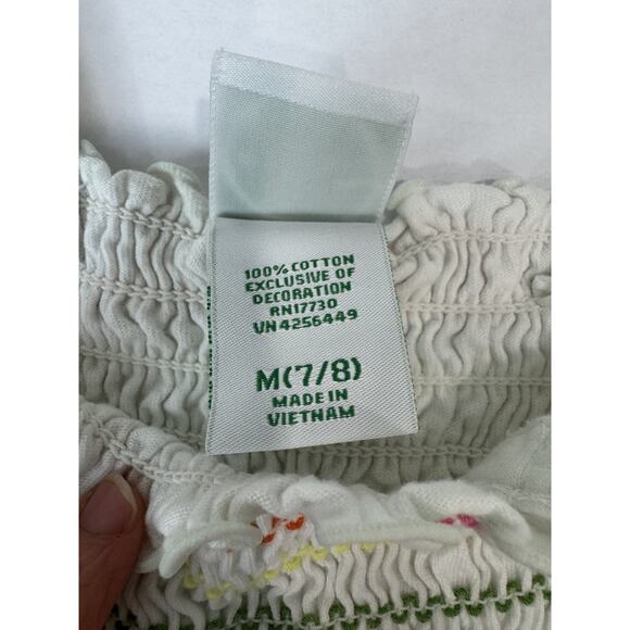 Vintage 90s Sun Dress 100% Cotton Ruffle Smocked Circa Girls Rainbow Size 7/8 - Picture 8 of 9